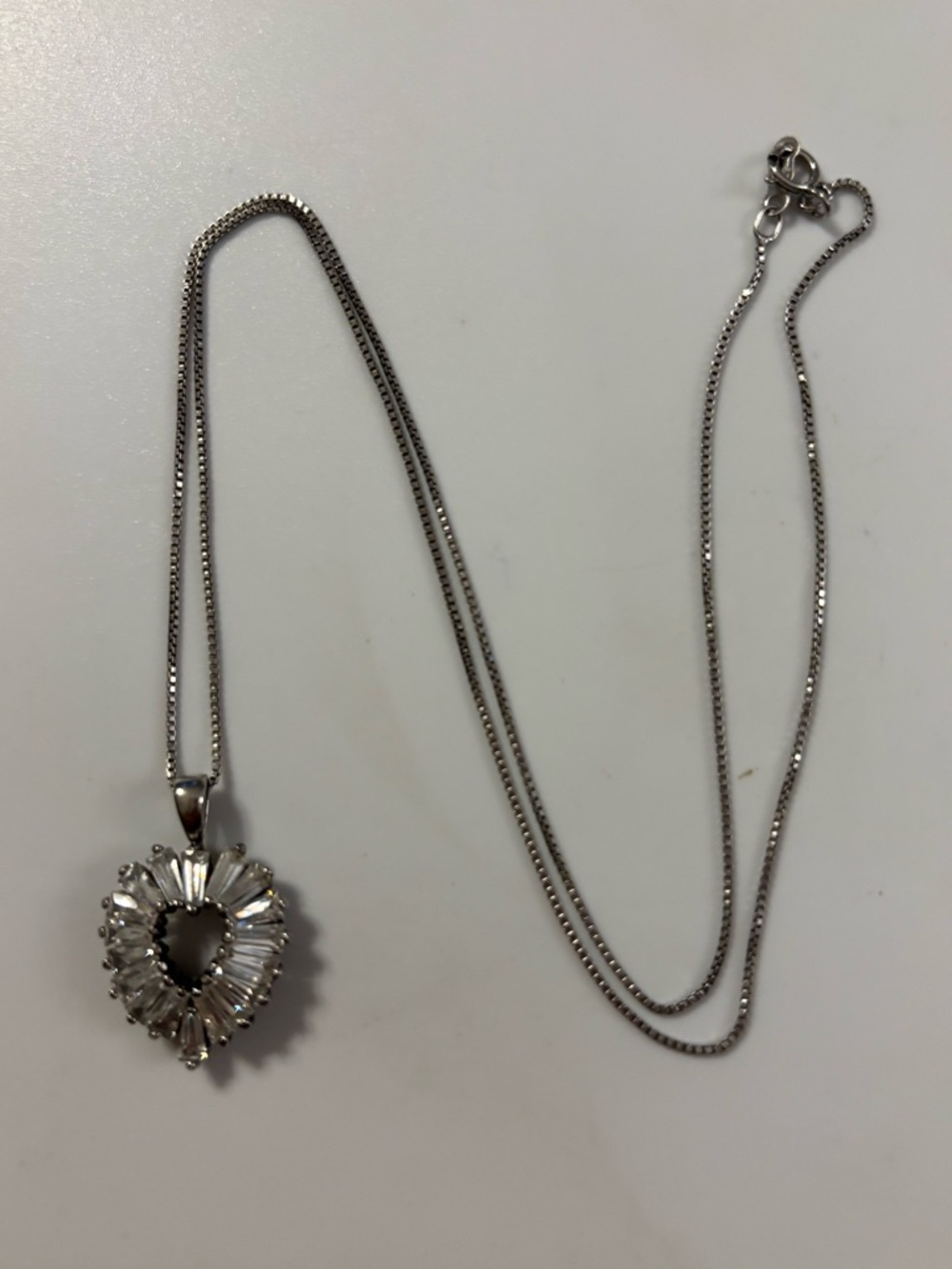 Sterling Silver Cubic Zirconia Heart Pendant on 19” chain